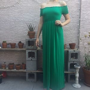 ASOS NWT Off the Shoulder Smocked Maxi Dress